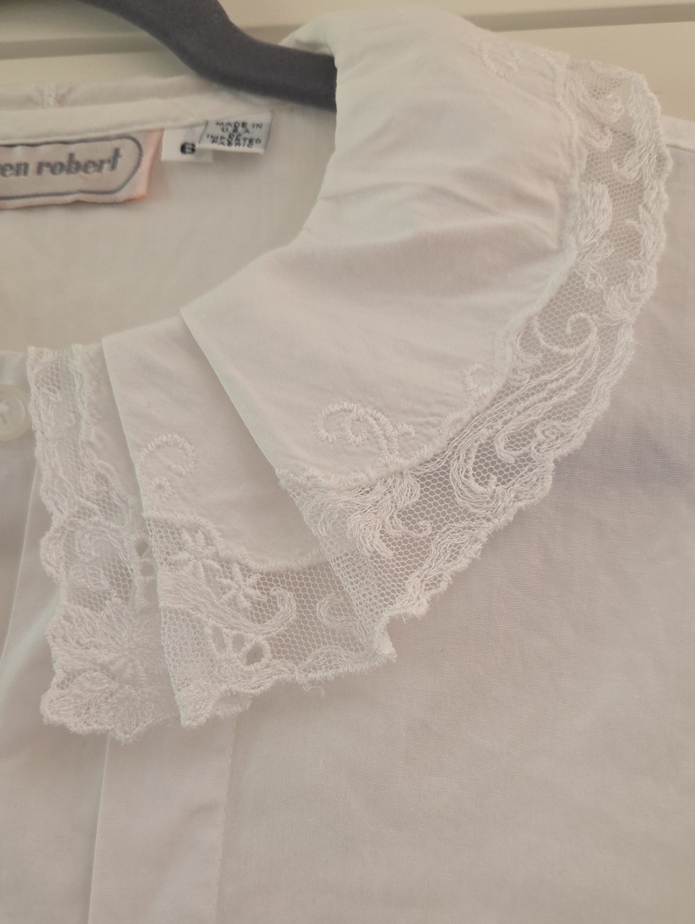 Peter Pan Lace Collared Vintage Shirt Size 4 - Picture 3 of 6